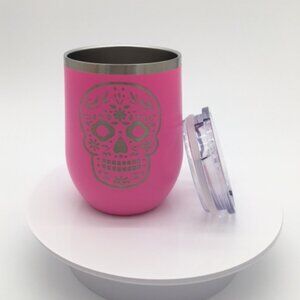 Polar Camel 12 oz. Customized Halloween Sugar Skull Stemless Wine Tumbler